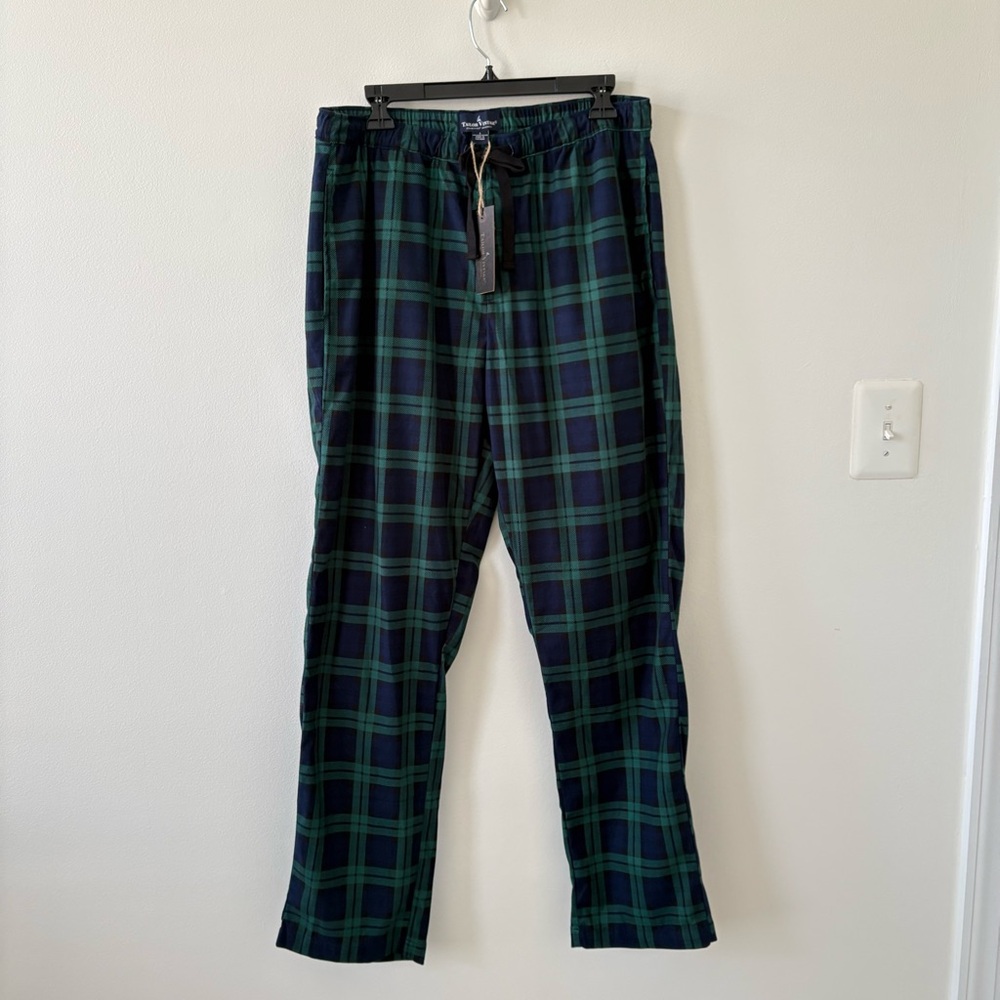 Tailor Vintage Men's Green and Blue Plaid Lounge Pants